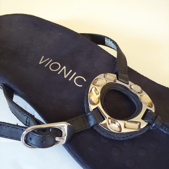 Vionic Rest Ricci Thong Sandals Black Silver Size 7 - Picture 7 of 12